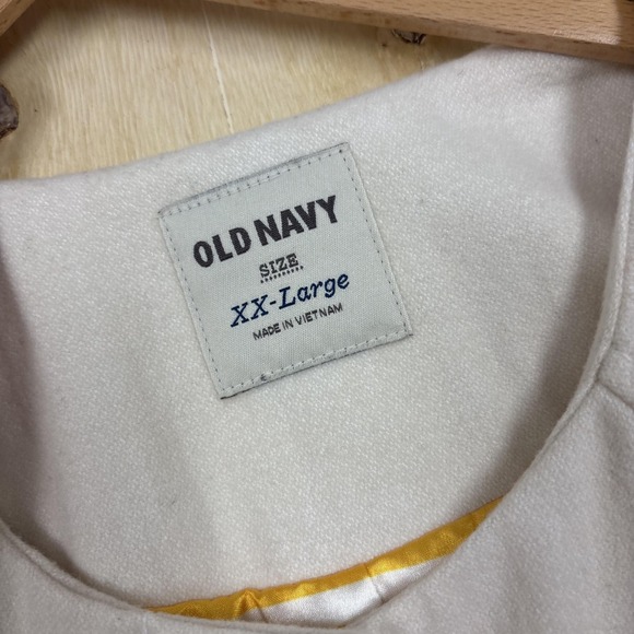 Old Navy Coat Womens XXL White Wool Blend Collarless 3/4 Sleeve Pea Overcoat - Picture 3 of 9